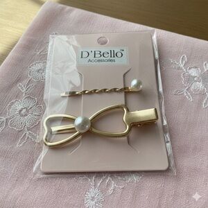 Gold Hair Clip Set with Pearls